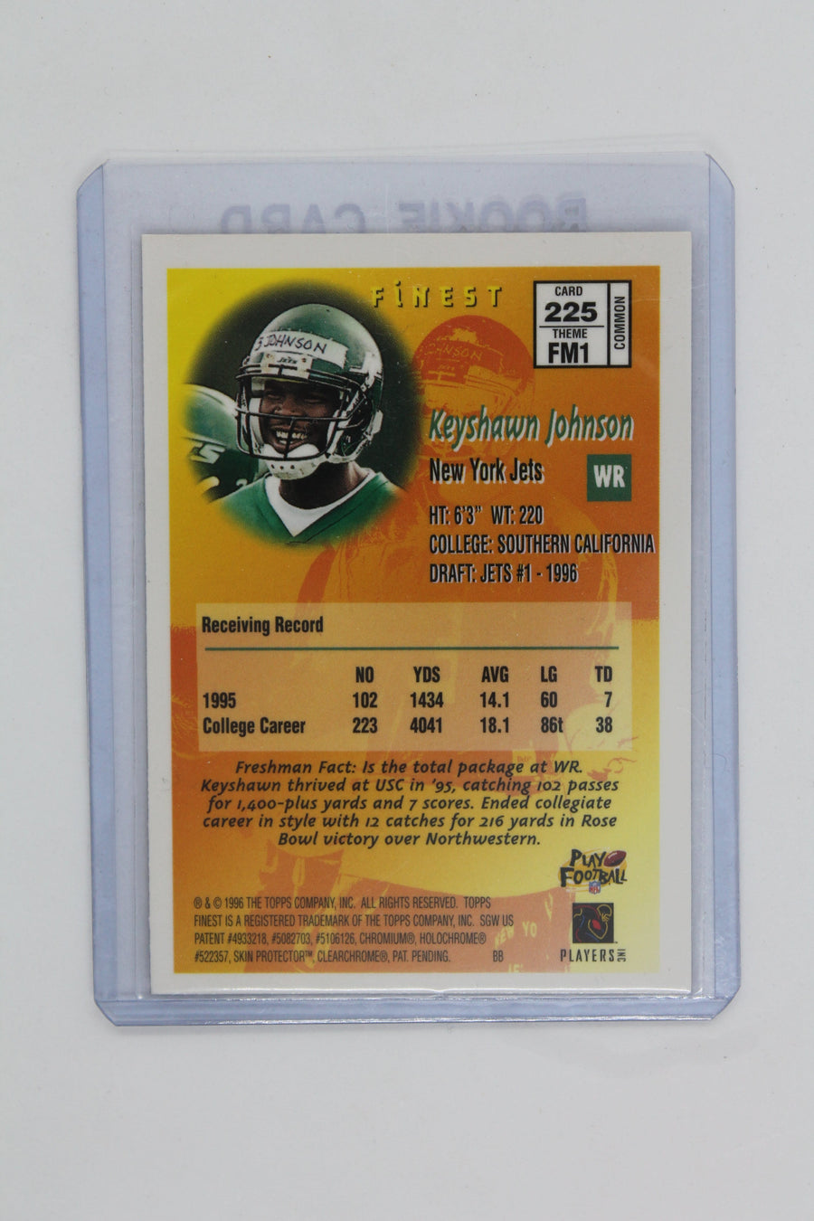 Keyshawn Johnson 1996 Topps Finest Rookie Card