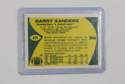 Barry Sanders 1989 Topps Traded Rookie Card