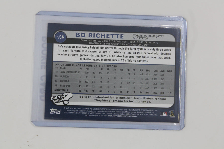 Bo Bichette 2020 Topps Big League Orange Rookie Card