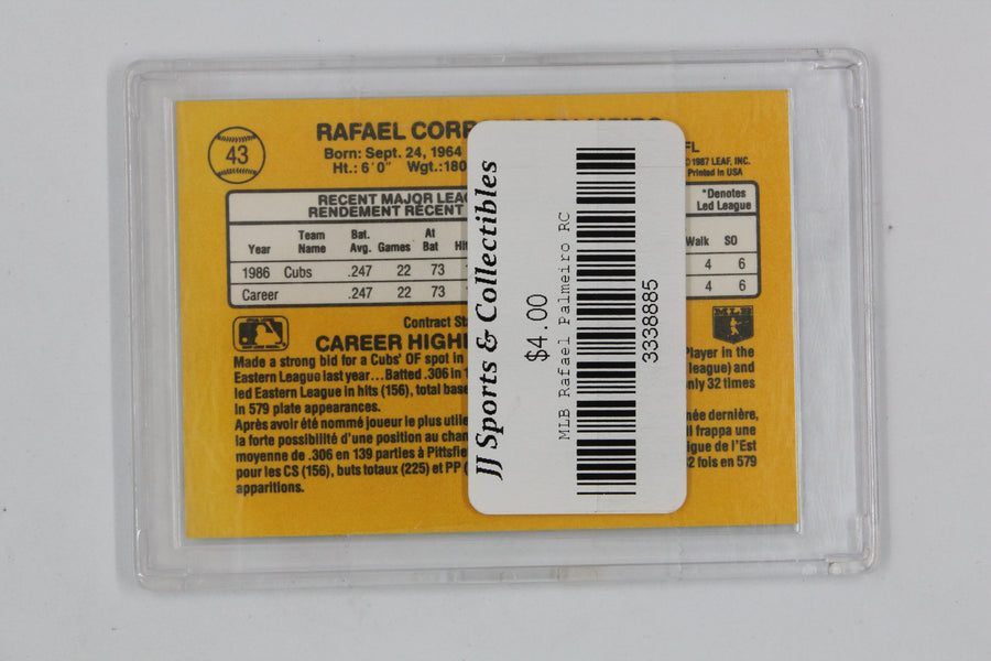 Rafael Palmeiro  1987 Leaf Canadian Rookie Card