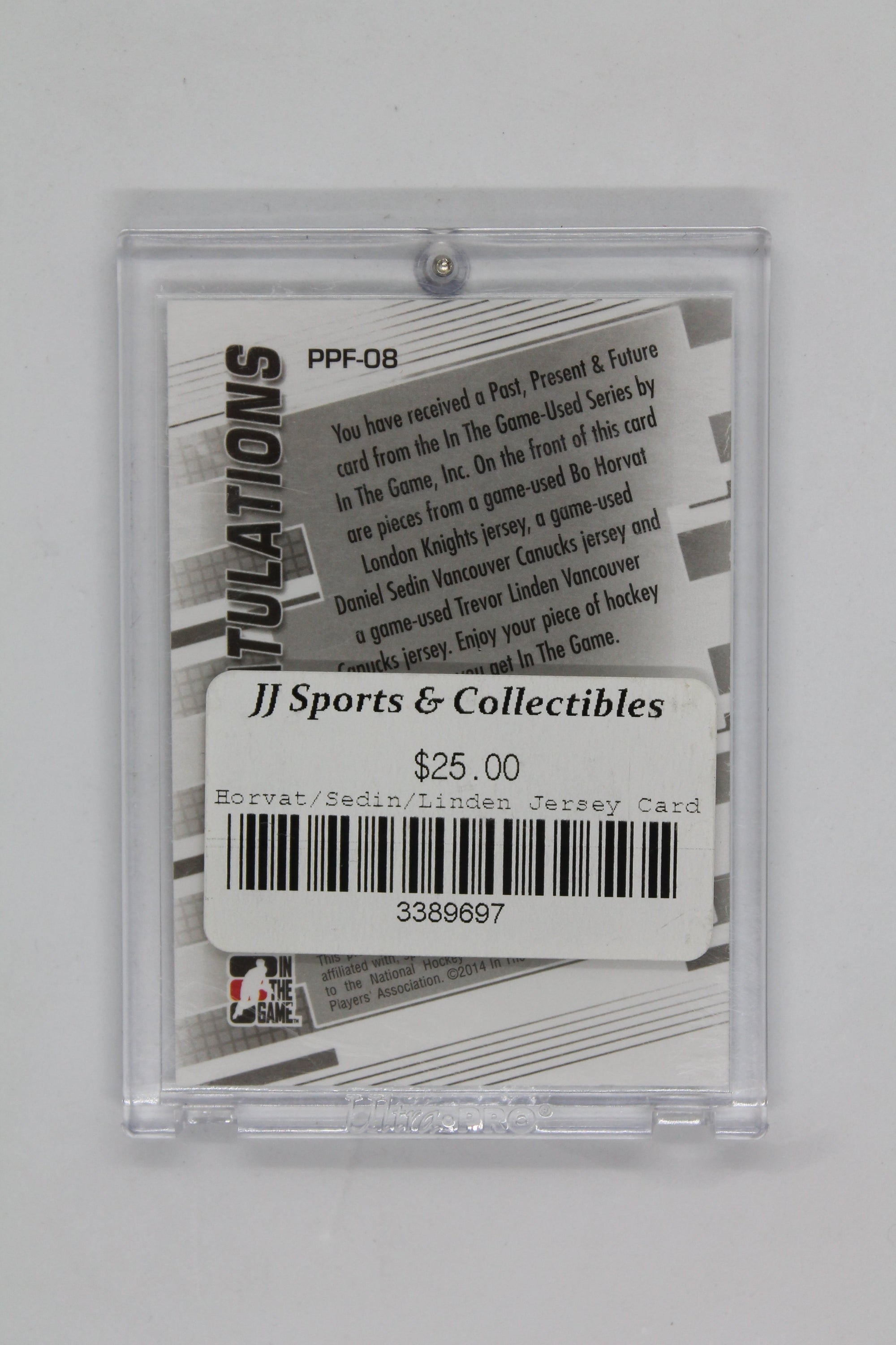 Horvat, Linen, Sedin  2013-14 - ITG Past, Present & Future - Game-Used Jersey Cards