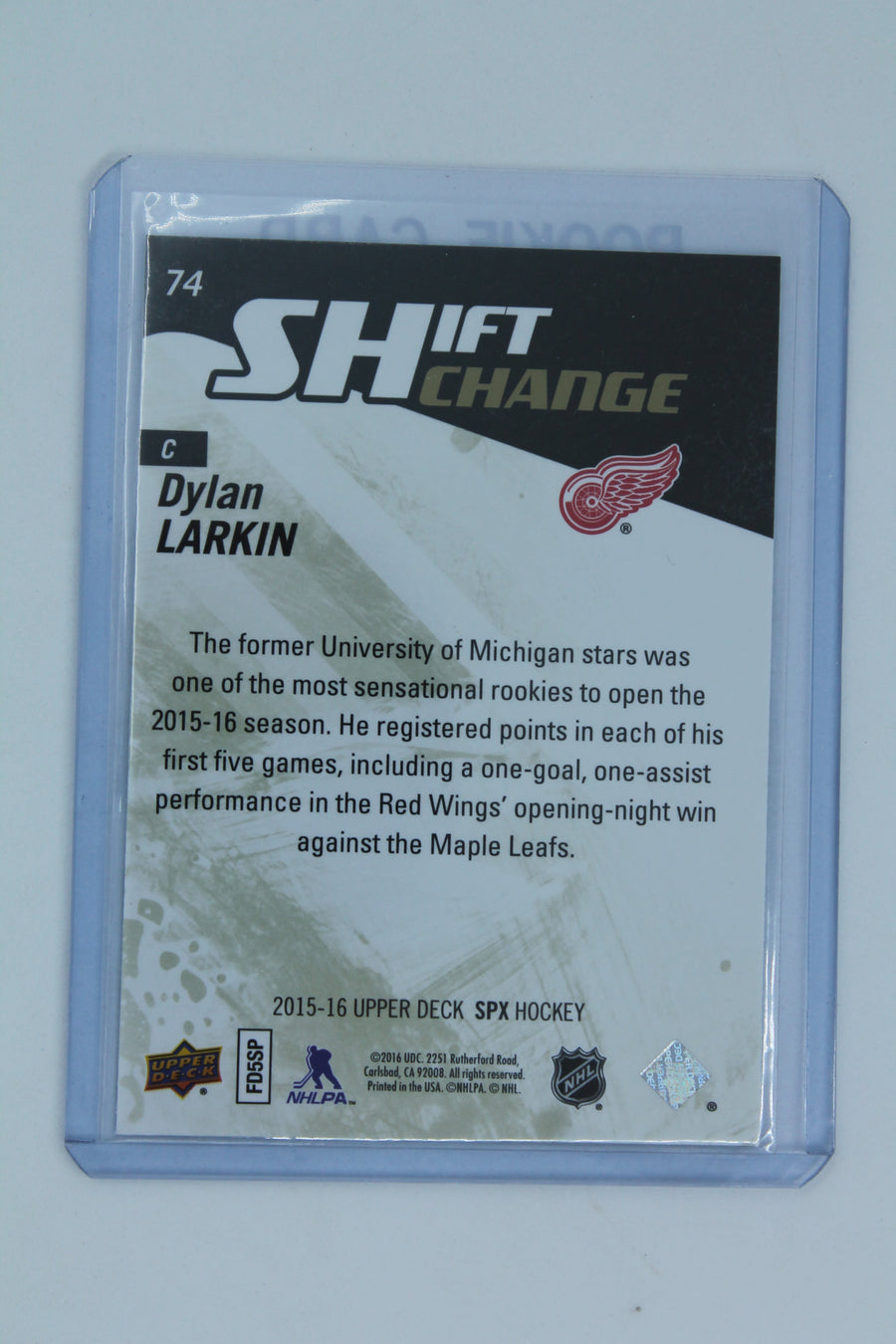 Dylan Larkin 2015-16 SPX - Shift Change Rookie Card
