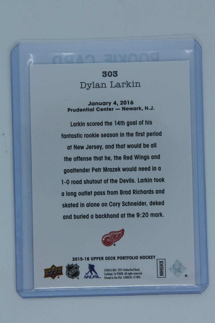 Dylan Larkin 2015-16 Upper Deck Portfolio Rookie Card