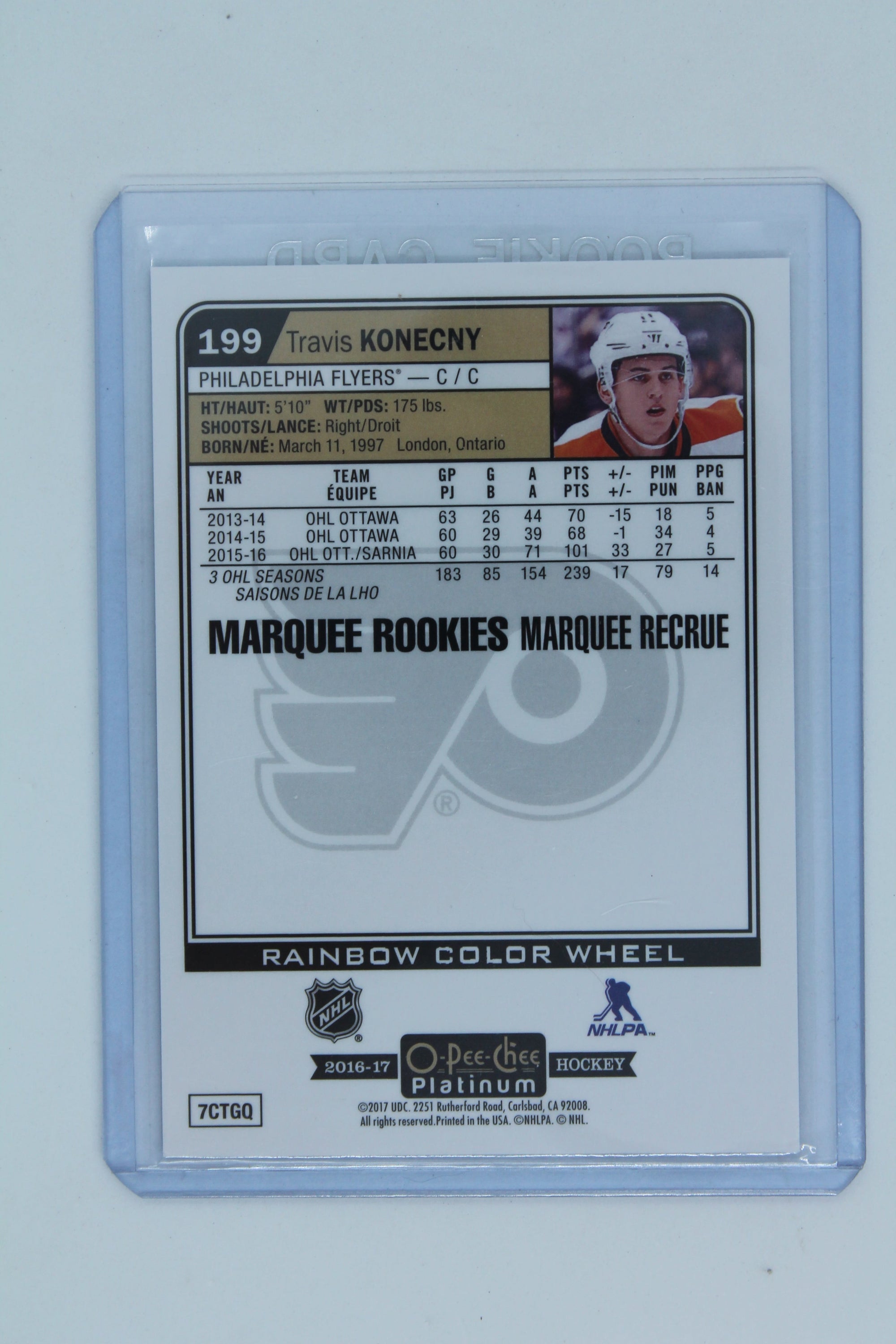 Travis Konecny  2016-17 O-Pee-Chee Platinum - Rainbow Color Wheel RC
