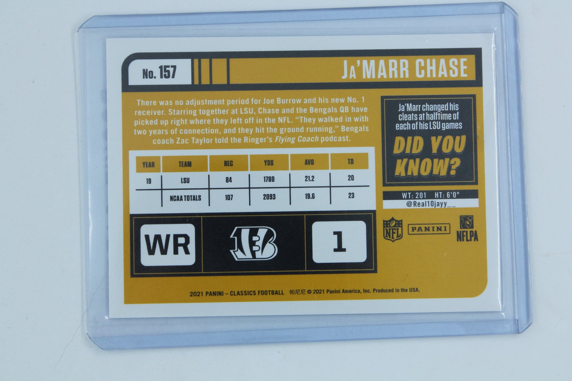 Ja'Marr Chase 2021 Panini Classics Rookie Card
