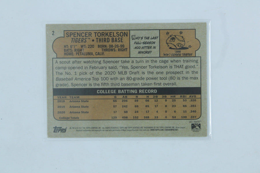 Spencer Torkelson 2021 Topps Heritage Minor League Edition PRC
