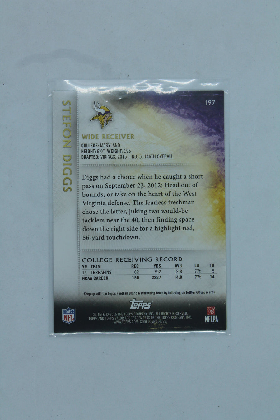 NFL Stefon Diggs Topps Valor Rookie Card
