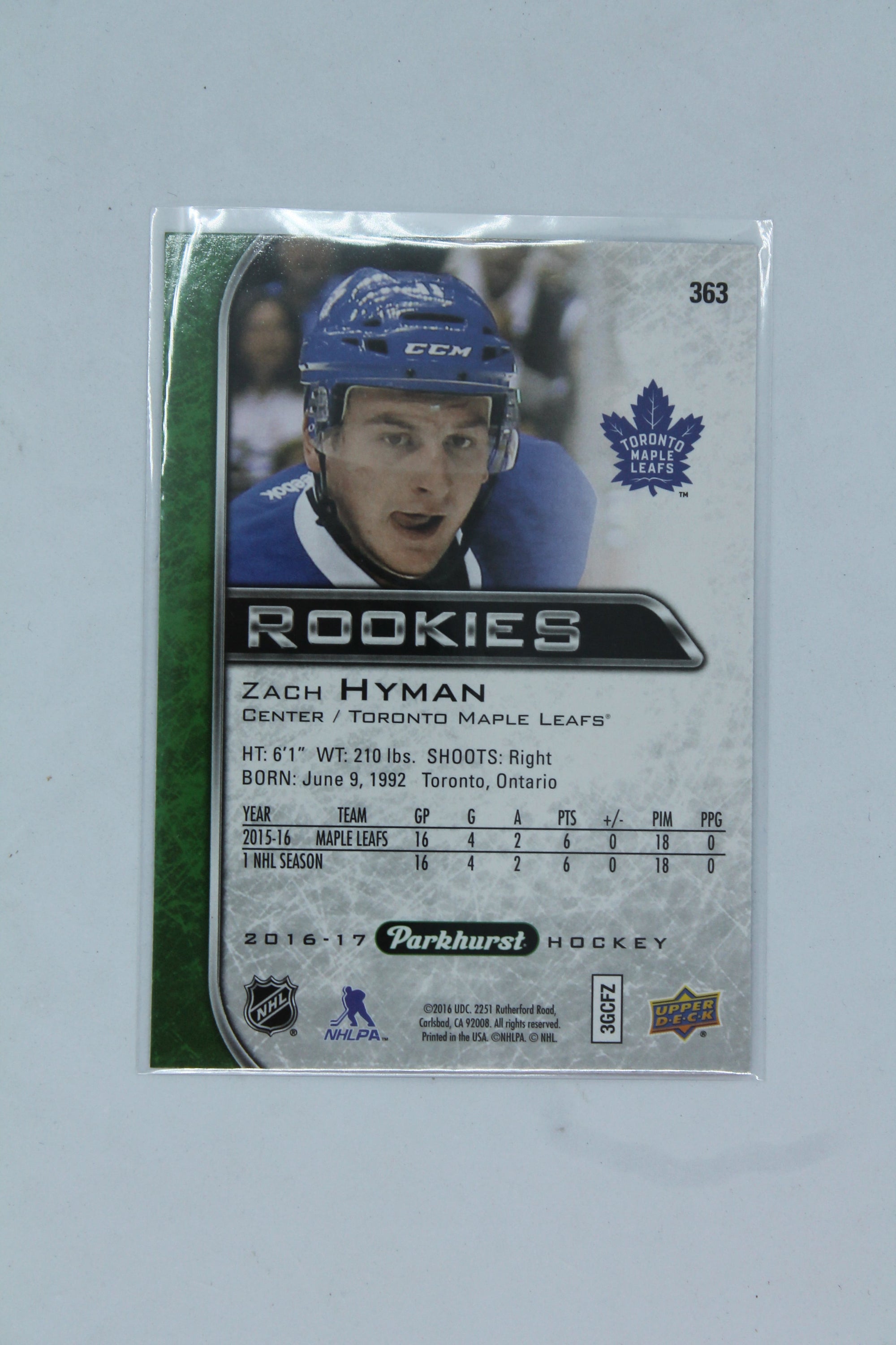 Zach Hyman 2016-17 Upper Deck Parkhurst Rookie Card