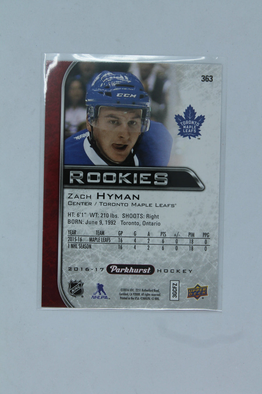 Zach Hyman 2016-17 Upper Deck Parkhurst - Red Rookie Card