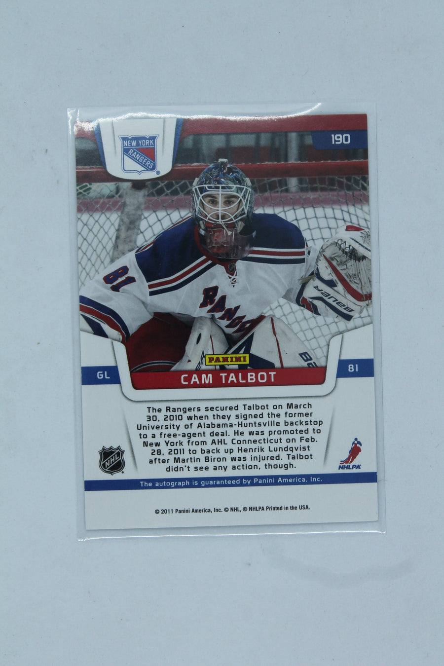 Cam Talbot 2011-12 Panini Certified Autographed Rookie Card