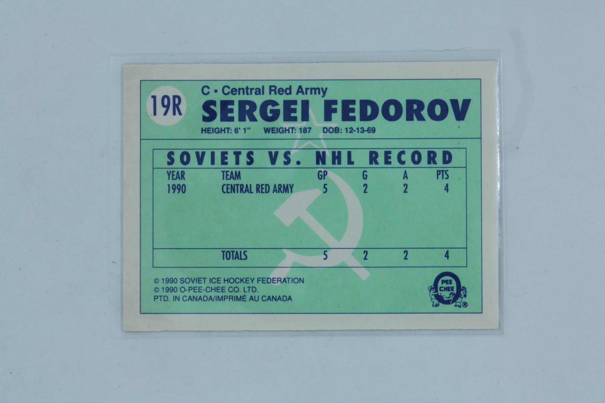 Sergei Fedorov 1990-91 O-Pee-Chee - Central Red Army #19R Rookie Year Card