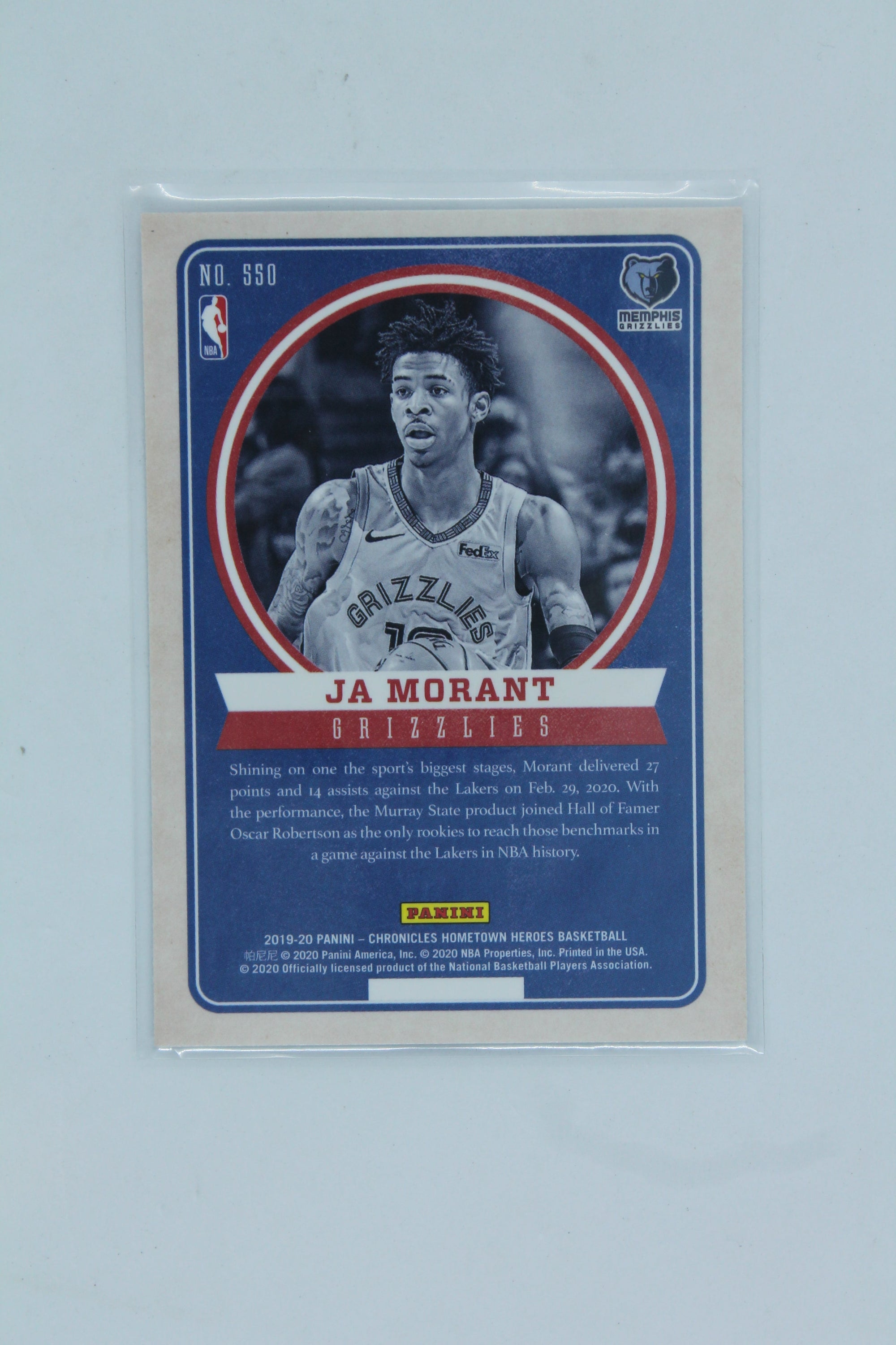 Ja Morant 2019-20 Panini Chronicles - Hometown Heroes Optic Rookie Card