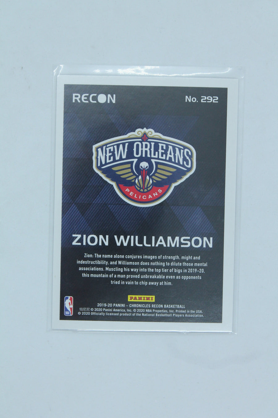 Zion Williamson 2019-20 Panini Chronicles Rookie Card