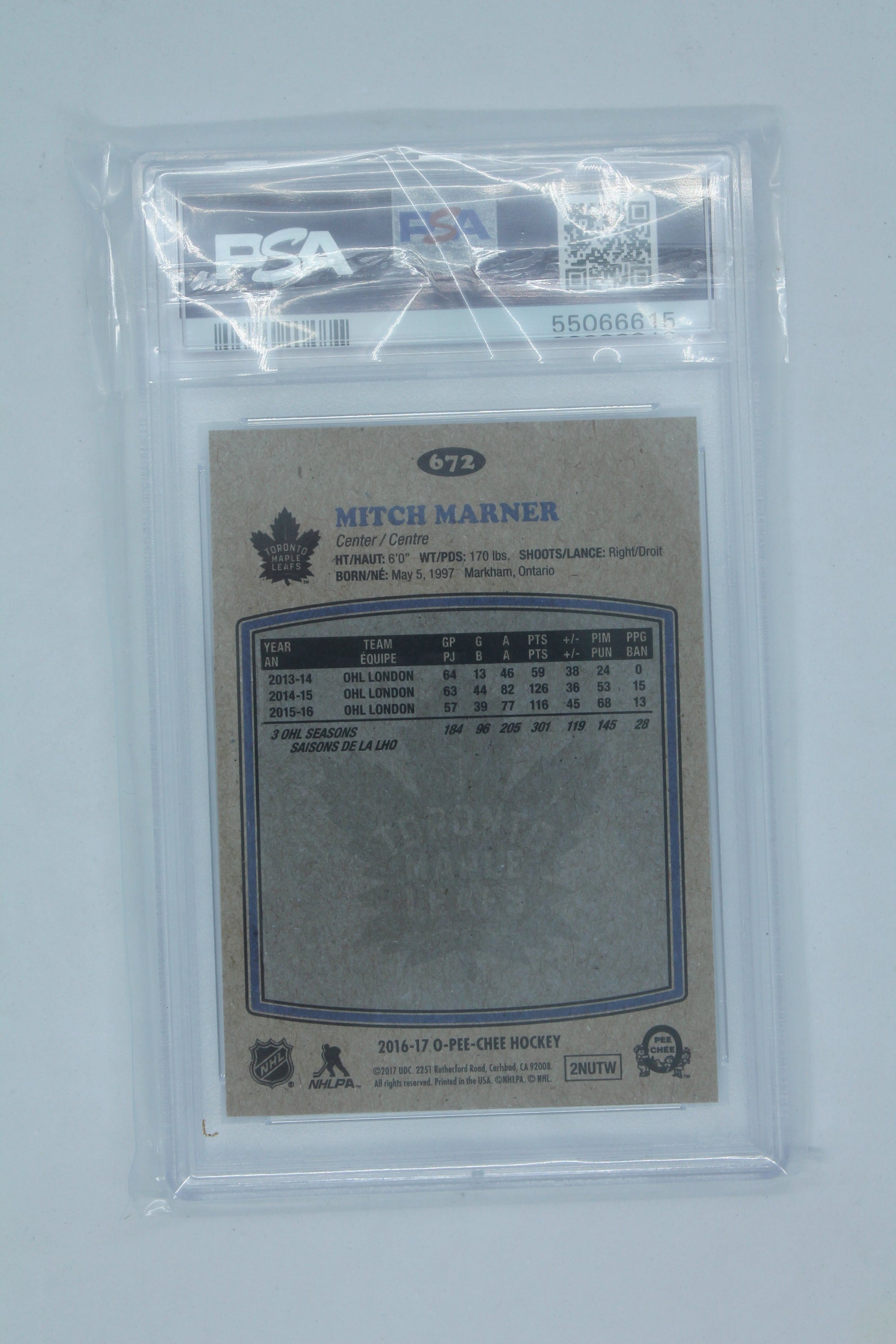 Mitch Marner 2016-17 Upper Deck - O-Pee-Chee Update - Retro Marquee Rookie  - Mint PSA 9 Card