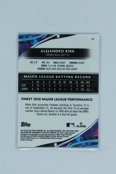 Alejandro Kirk 2021 Topps Finest Rookie Card