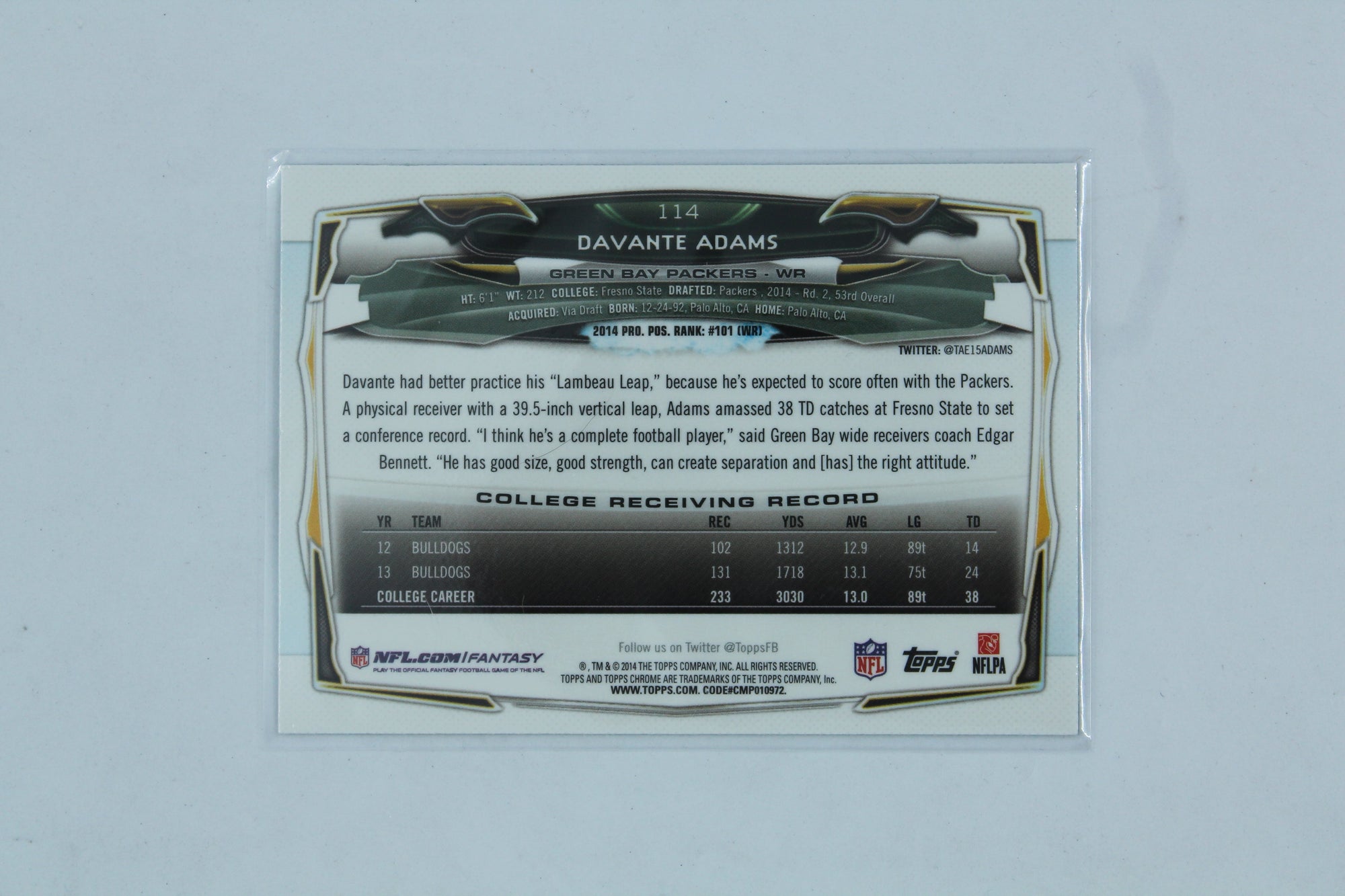 Davante Adams 2014 Topps Chrome Rookie Card