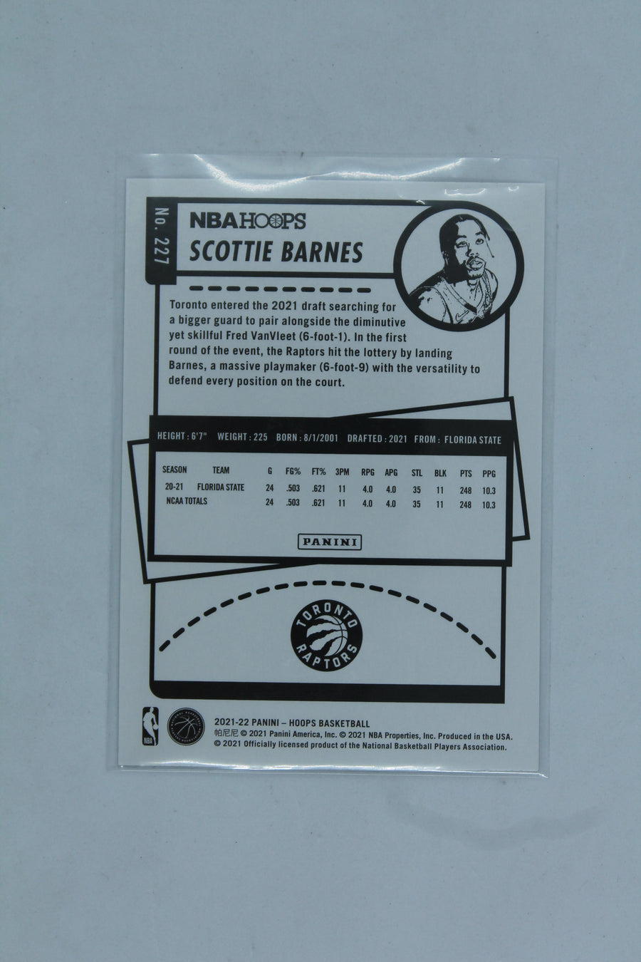 Scottie Barnes 2021-22 Panini NBA Hoops Rookie Card