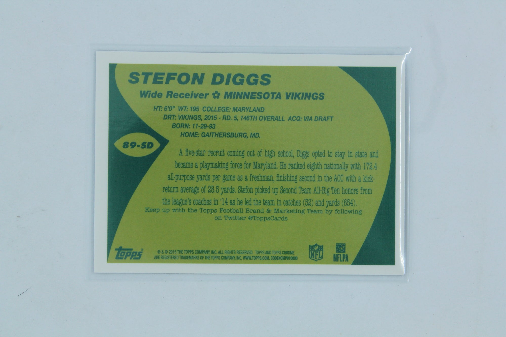 Stefon Diggs Topps Chrome - 1989 Super Rookies Rookie Card