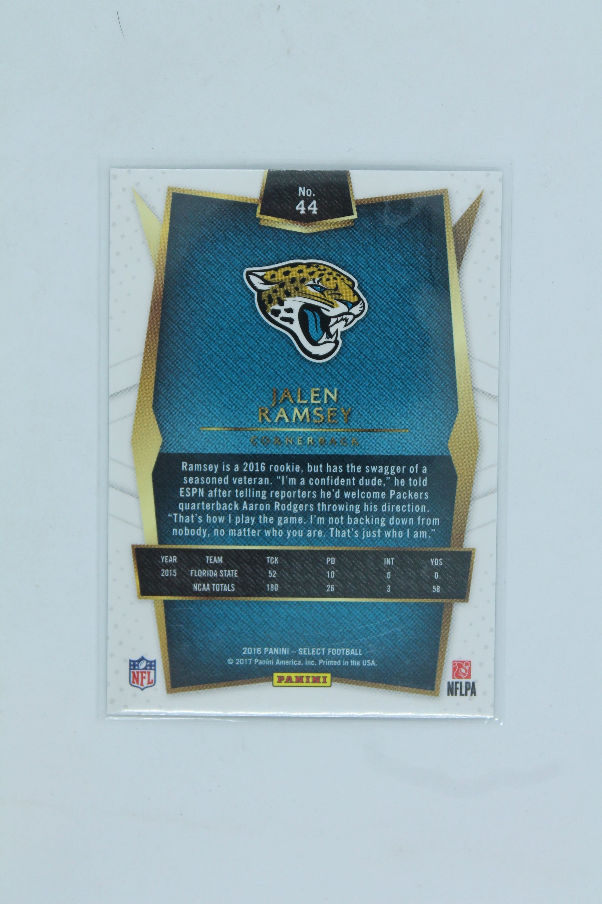 Jalen Ramsey 2016 Panini Select Rookie Card - Jacksonville Jaguars