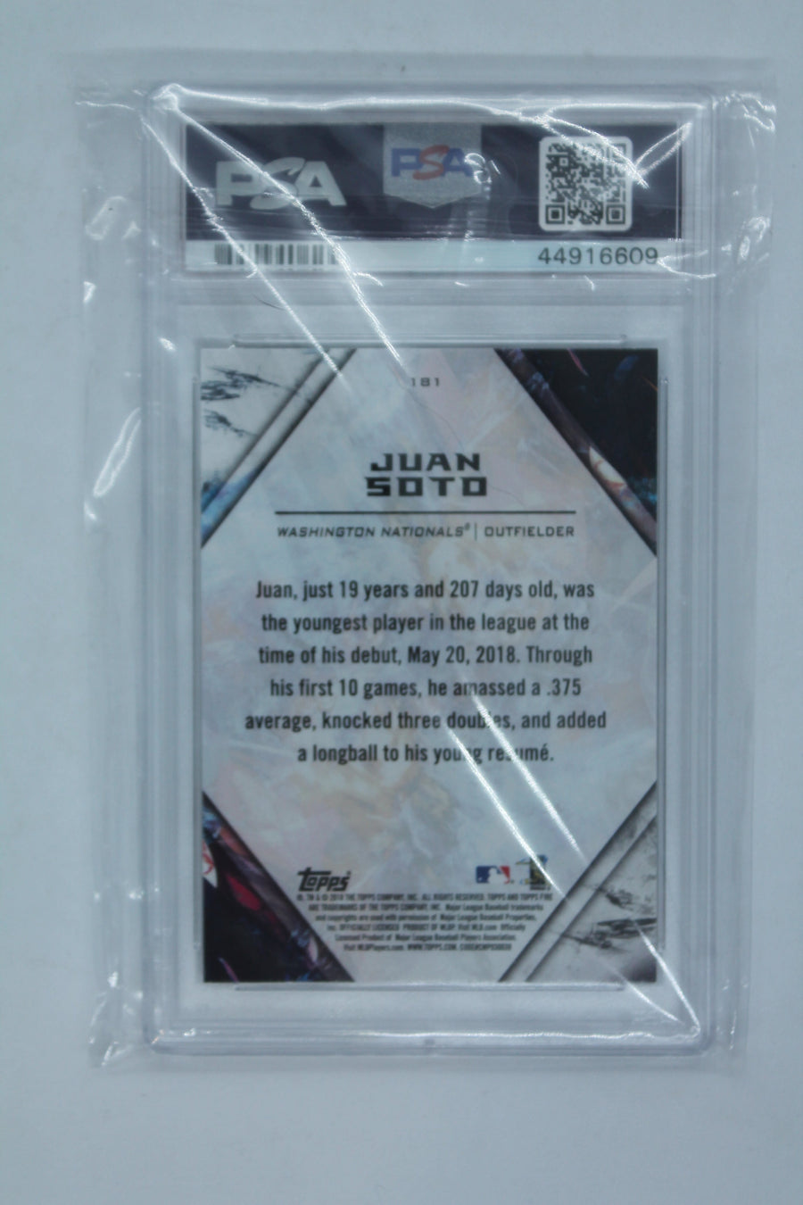 Juan Soto 2018 Topps Fire Rookie Card - PSA 8