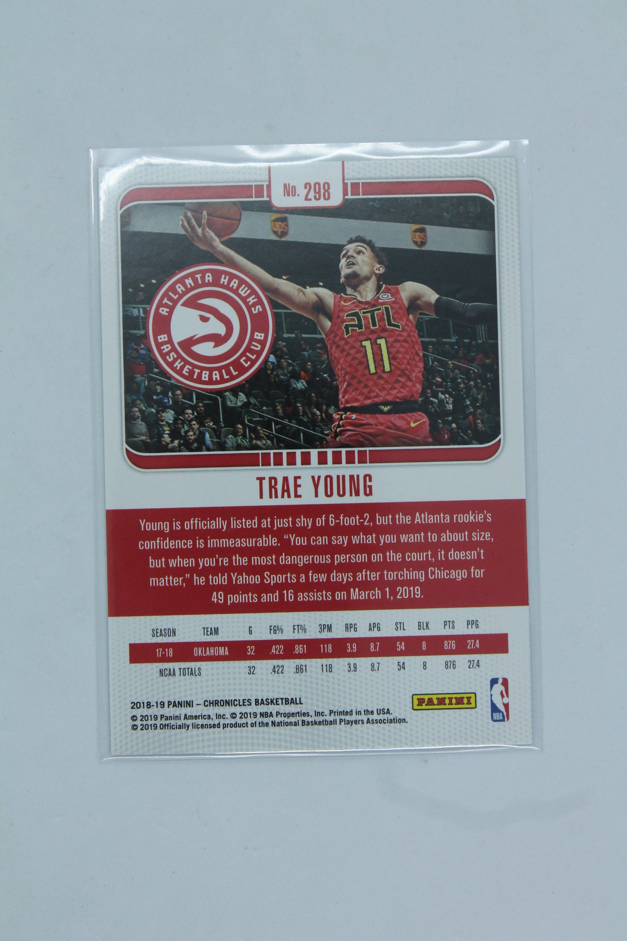 Trae Young 2018-19 Panini Chronicles Studio Rookie Card