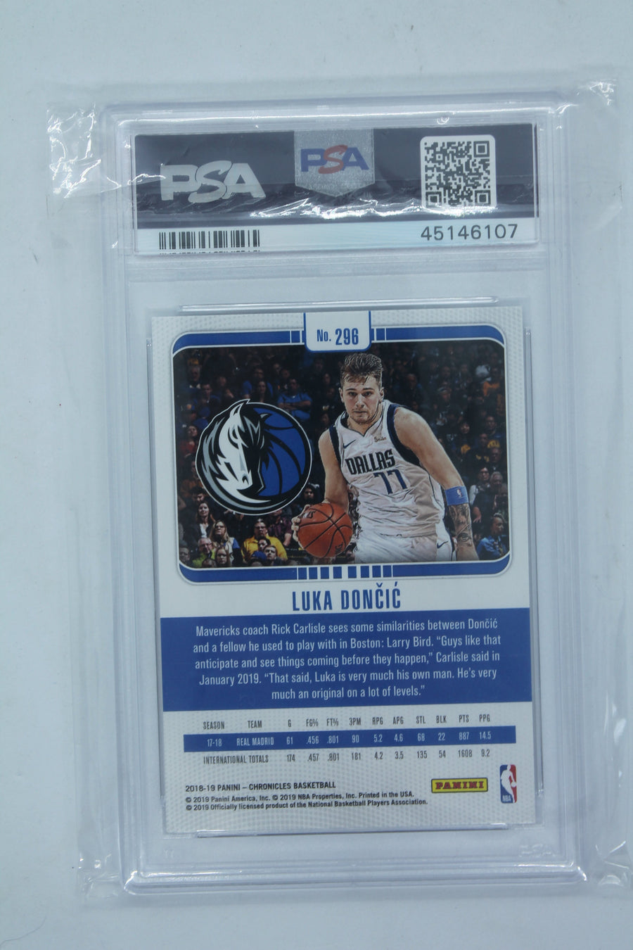 Luka Doncic 2018-19 Panini Chronicles Graded PSA 8 Rookie Card