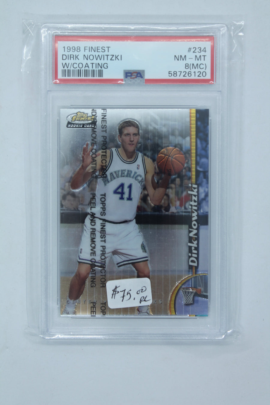 Dirk Nowitzki 1998-99 Topps Finest Graded PSA 8 Rookie Card