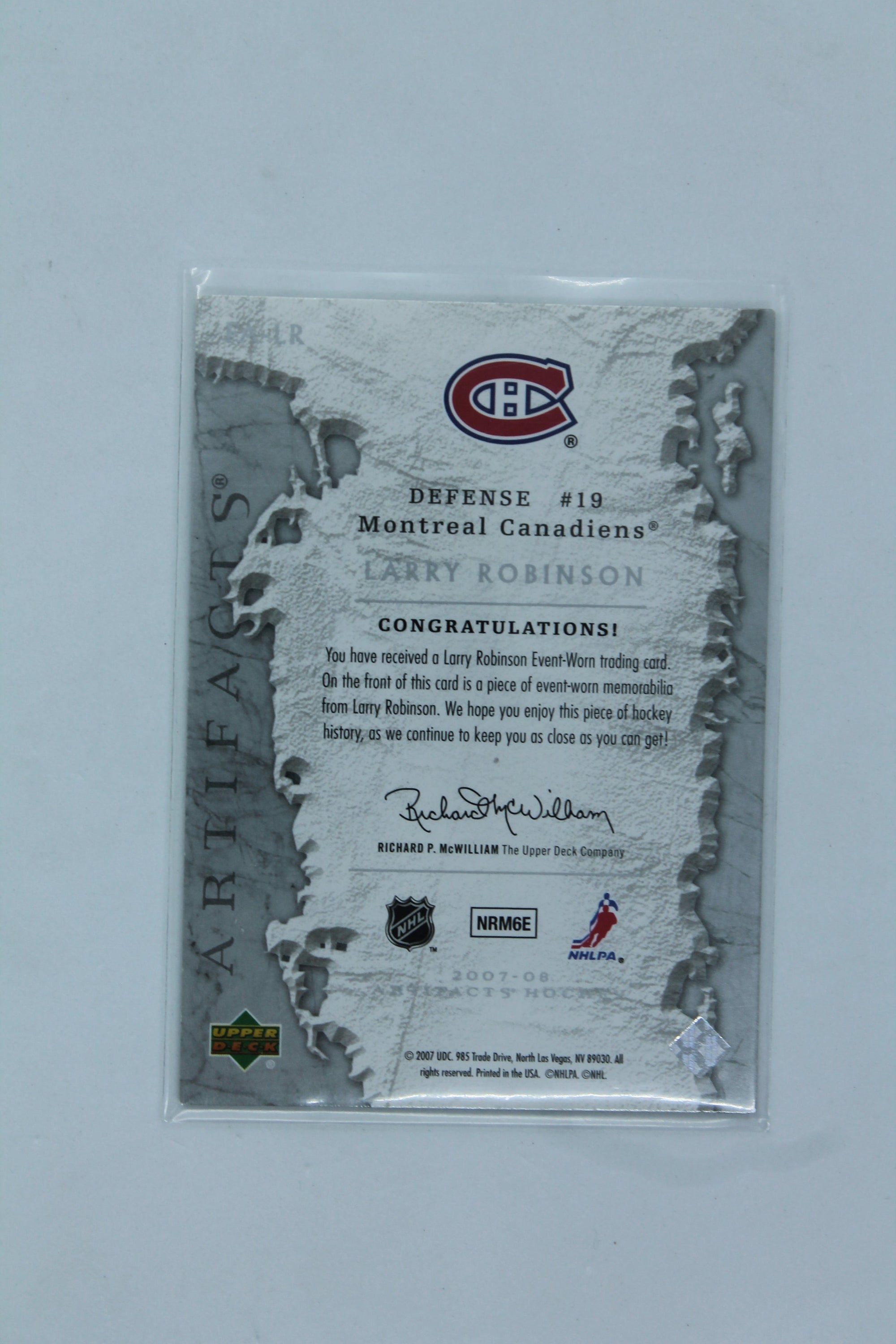 Larry Robinson 2007-08 Upper Deck Frozen Artifacts #FA-LR Jersey Card #81/100