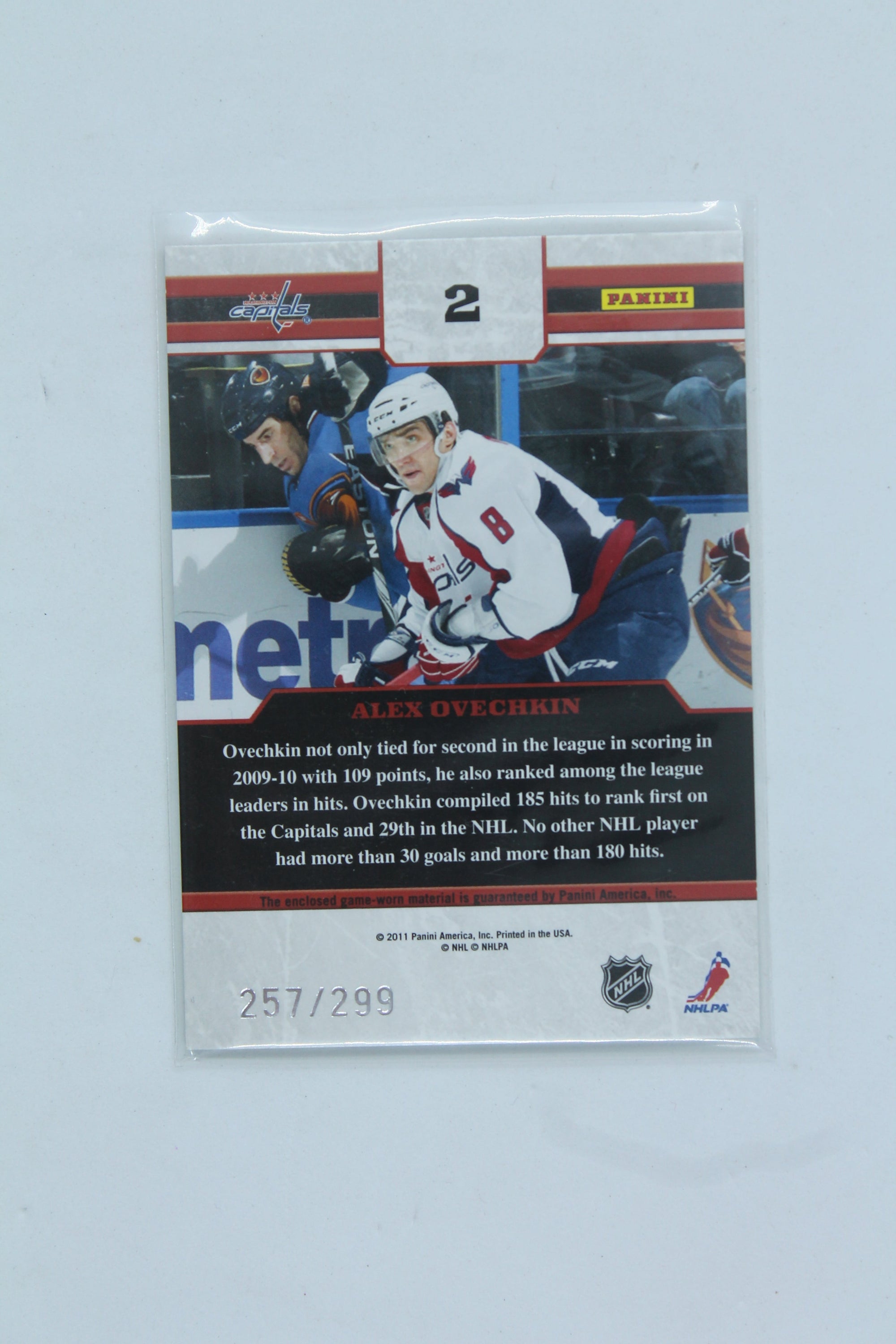 Alex Ovechkin 2010-11 Zenith - Gifted Grinders - Scraps #2  #257/299 Jersey Card