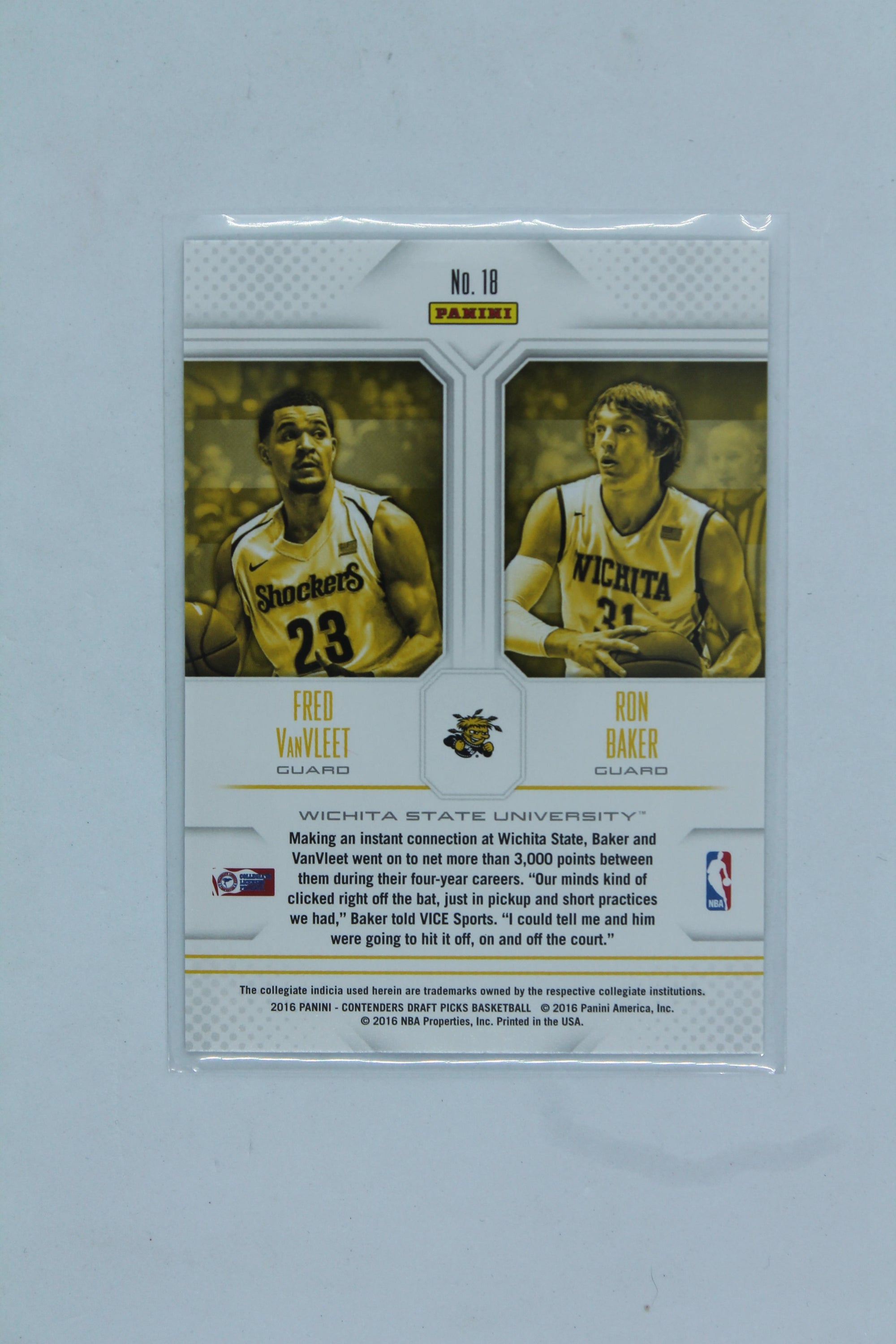 Fred VanVleet 2016-17 Panini Contenders Draft Picks - Collegiate Connections & Ron Baker Rookie Year