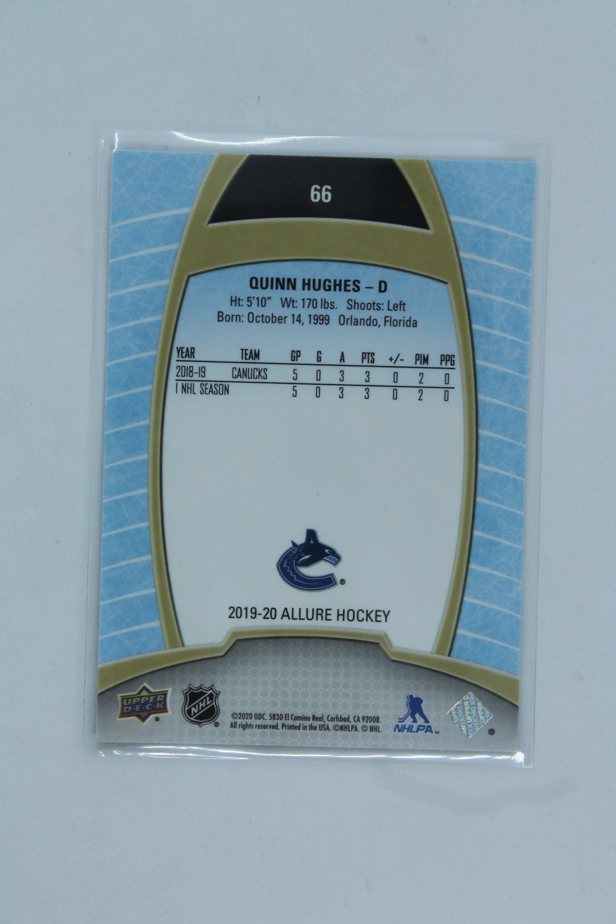 Quinn Hughes 2019-20 Upper Deck Allure Rookies Rookie Card