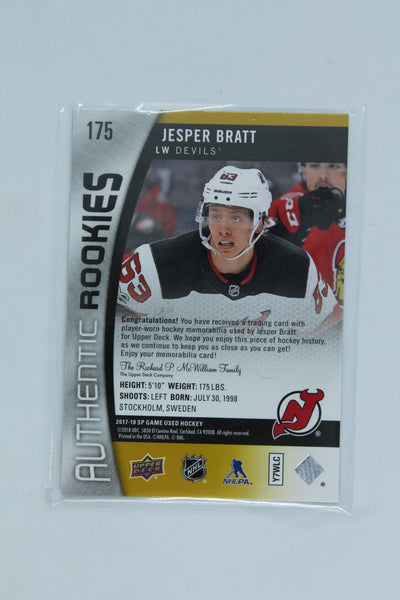 Jesper Bratt 2019-20 SP Game Used Gold Jersey Rookie Card #242/399