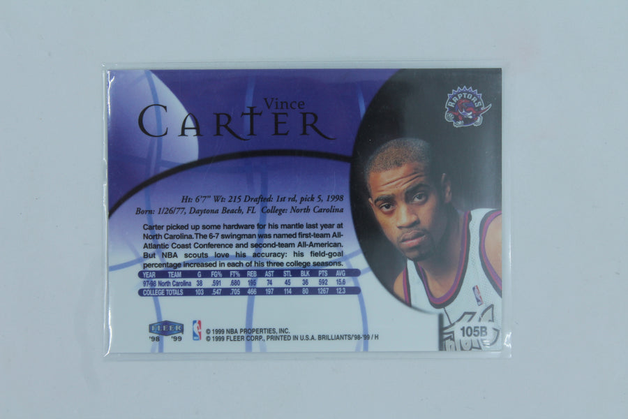 Vince Carter 1998-99 Fleer Brilliants Blue Rookie Card