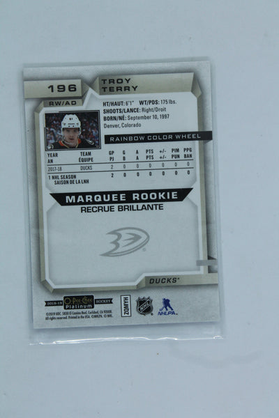 Troy Terry 2018-19 O-Pee-Chee Platinum - Rainbow Color Wheel #196 Marquee Rookies - RC