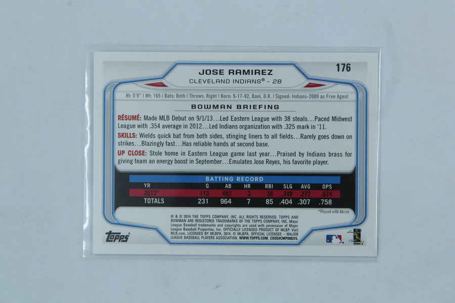 Jose Ramirez 2014 Bowman Rookie Card