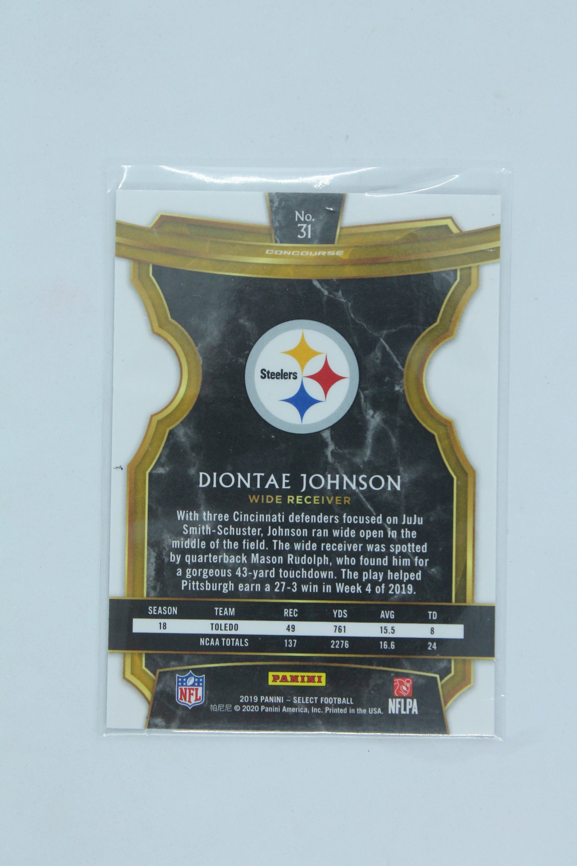 Diontae Johnson 2019 Panini Select Concourse Rookie Card