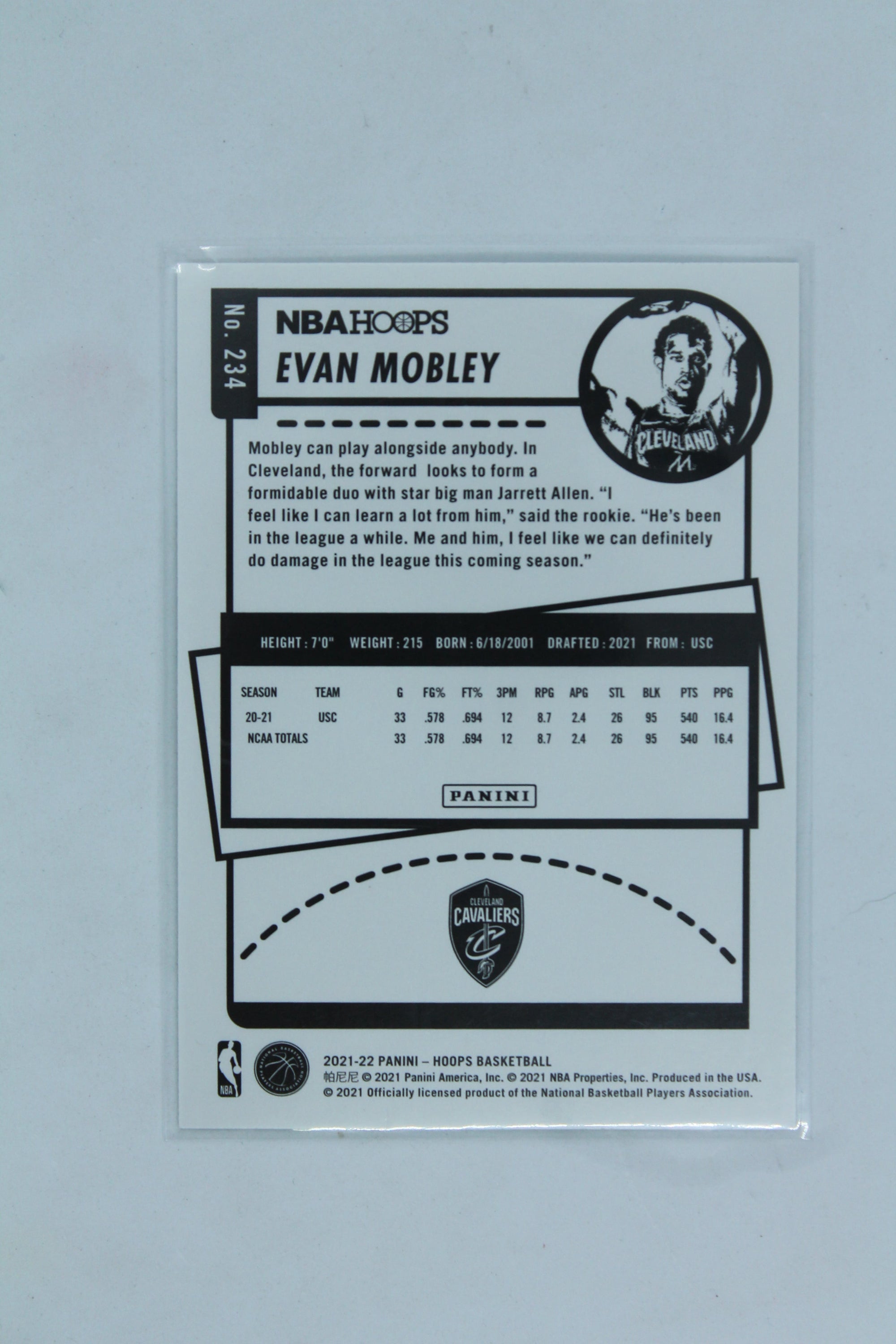 2021-22 Panini NBA Hoops - [Base] - Winter #234 Rookies - Evan Mobley  Rookie Card