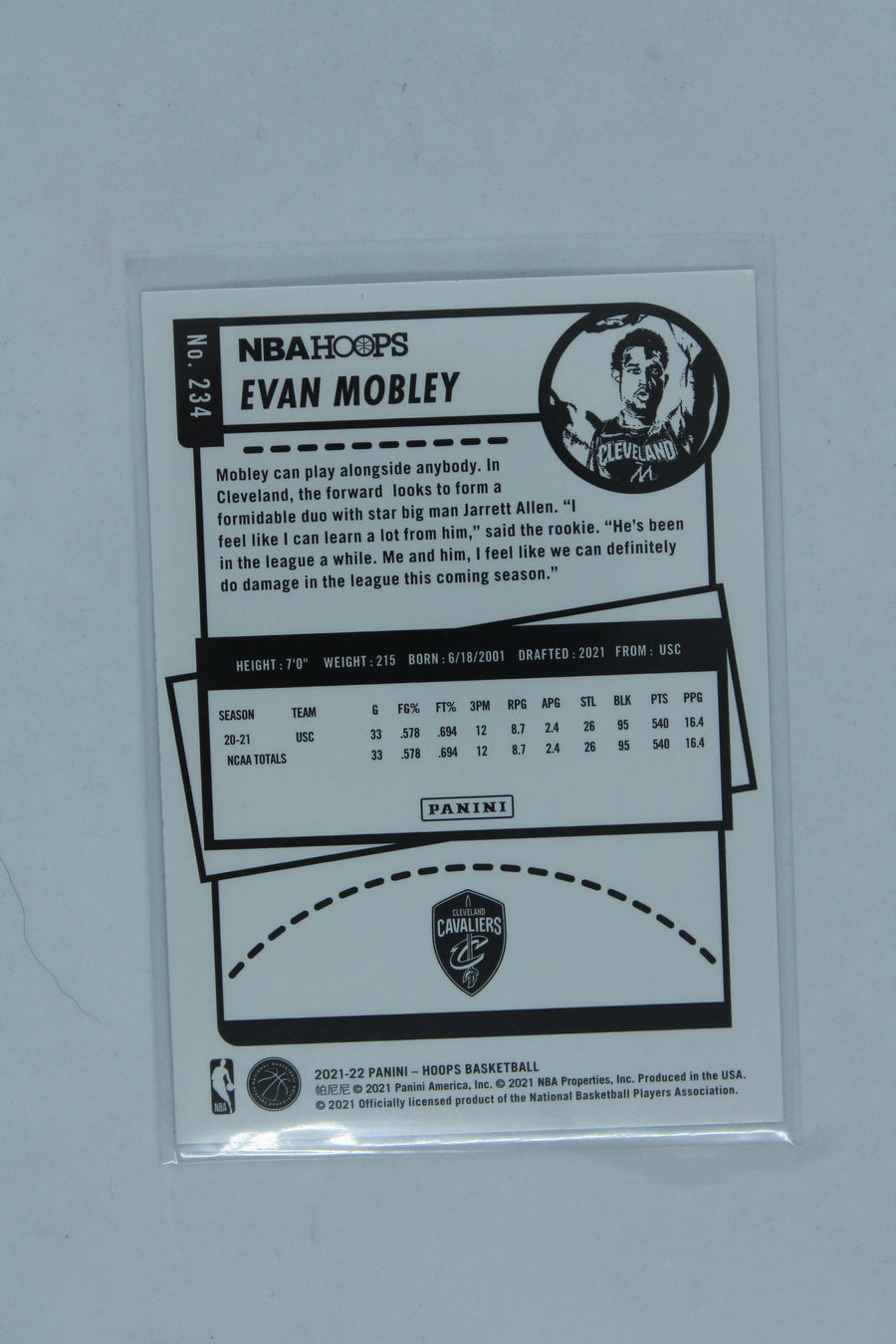Evan Mobley 2021-22 Panini NBA Hoops Rookies Rookie Card