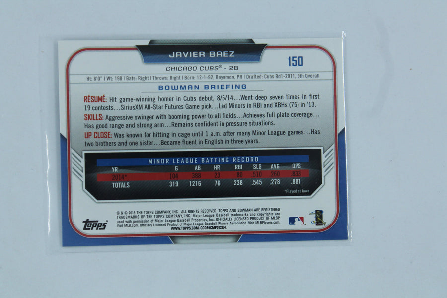 Javier Baez 2015 Bowman Rookie Card
