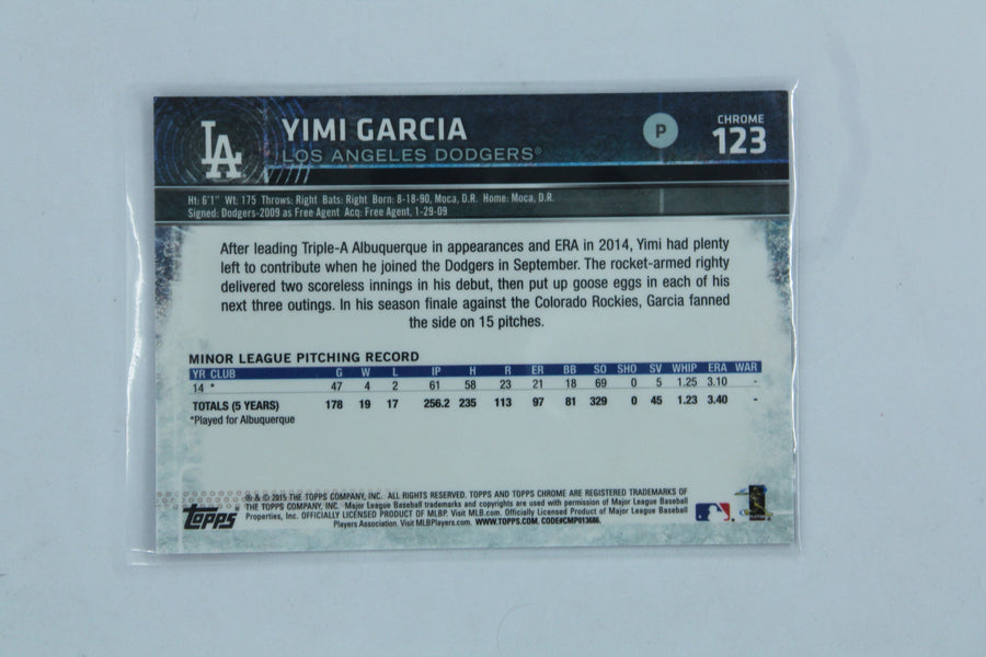 Yimi Garcia 2015 Topps Chrome Pink Refractor Rookie Card