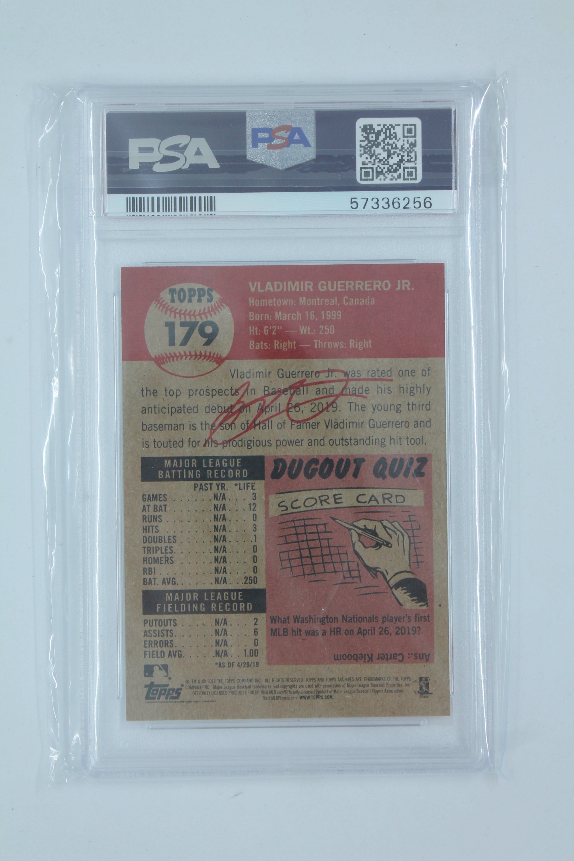 Vladimir Guerrero Jr.  2019 Topps Living Set - Online Exclusive [PSA 9 MINT] #/27,749 Rookie Card