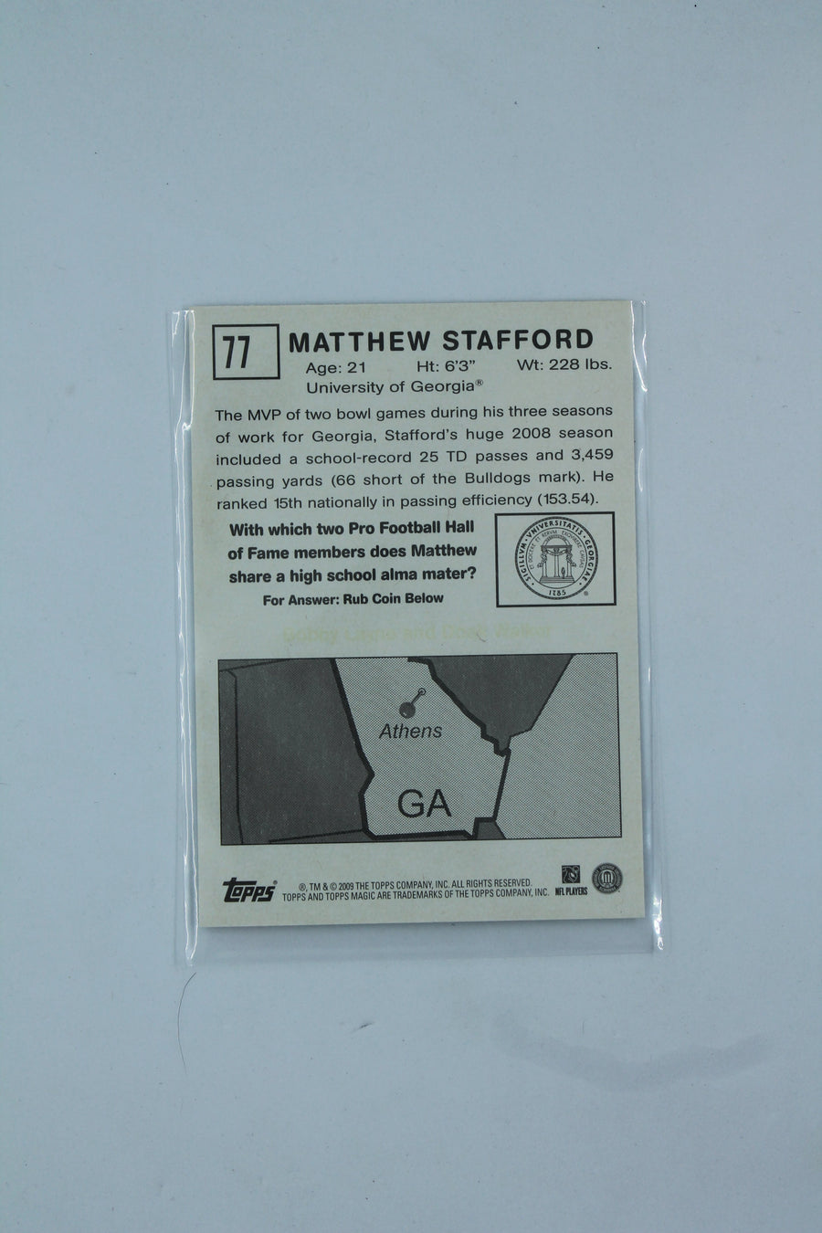 Matthew Stafford 2009 Topps Magic Rookie Card