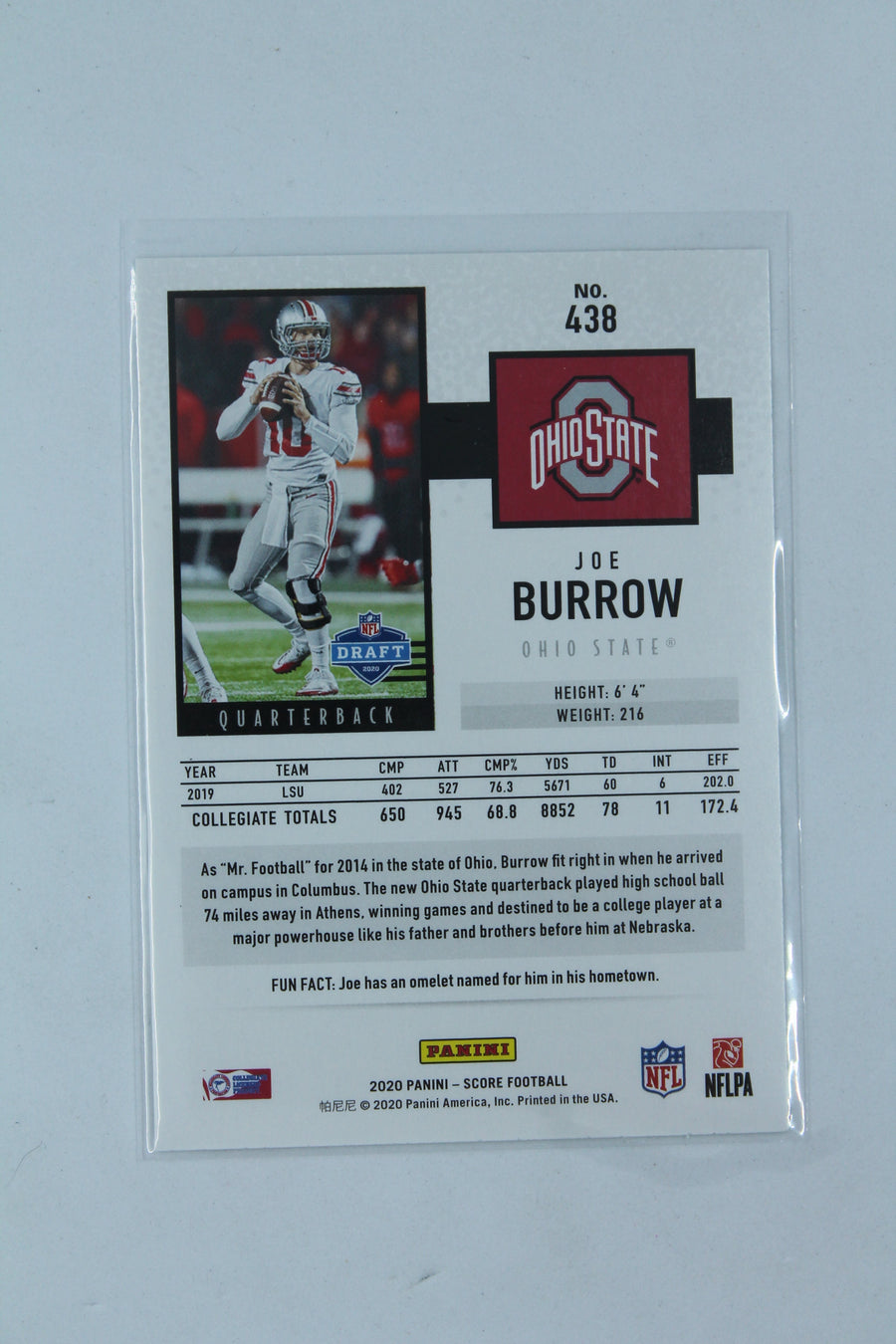 Joe Burrow 2020 Score Rookie Card