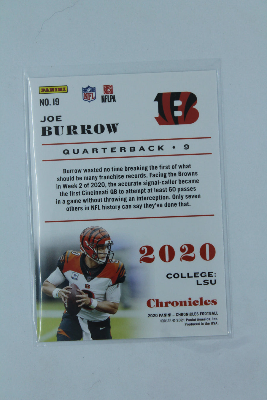 Joe Burrow 2020 Panini Chronicles Rookie Card