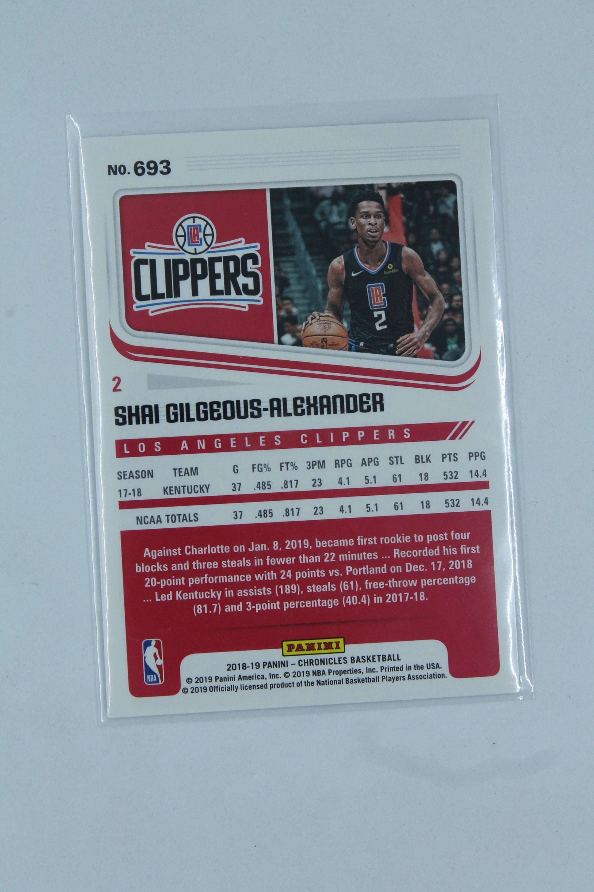 Shai Gilgeous Alexander 2018 Panini Chronicles Score Rookie Card
