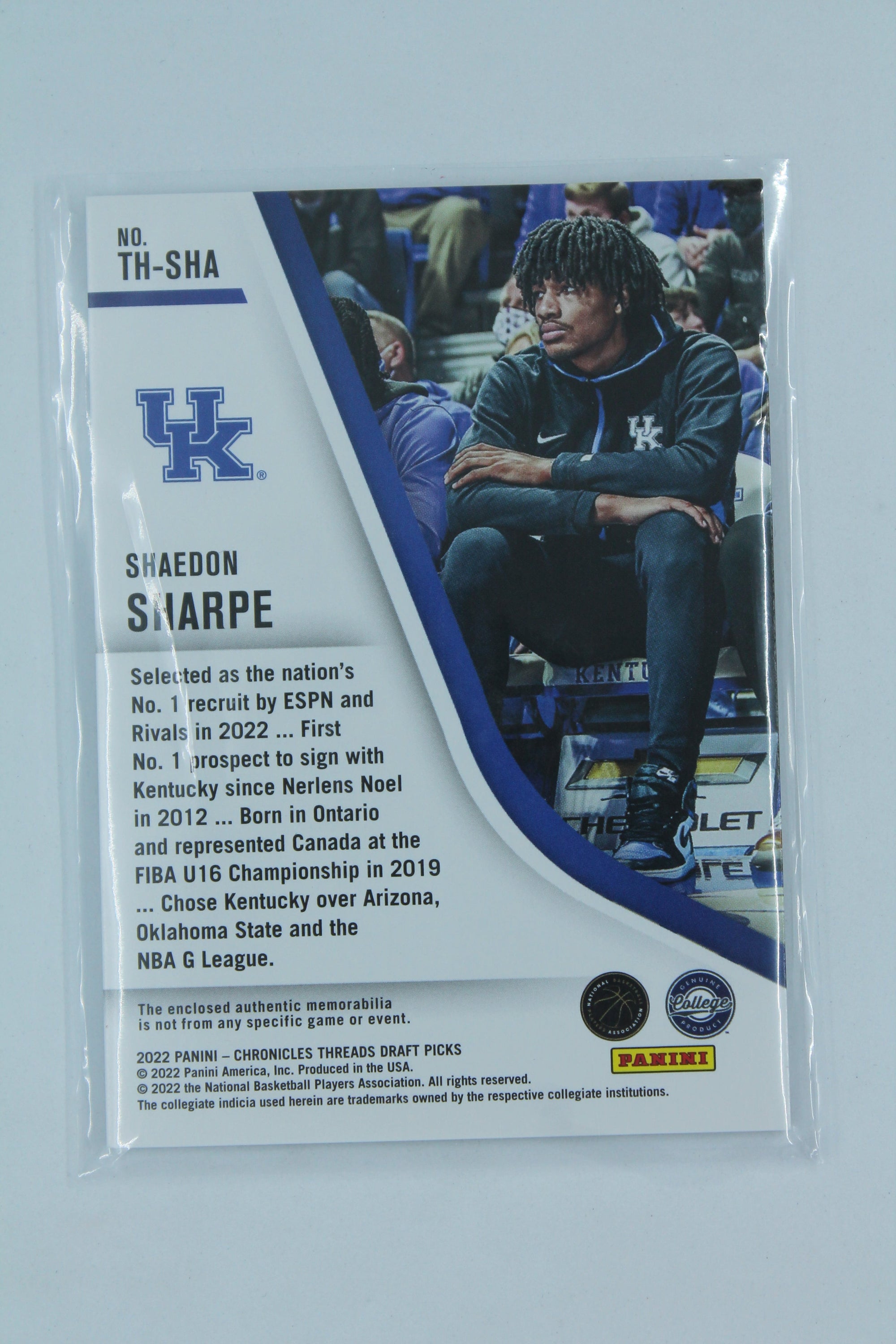 Shaedon Sharpe 2022-23 Panini Chronicles Draft Picks - Threads Rookie Memorabilia