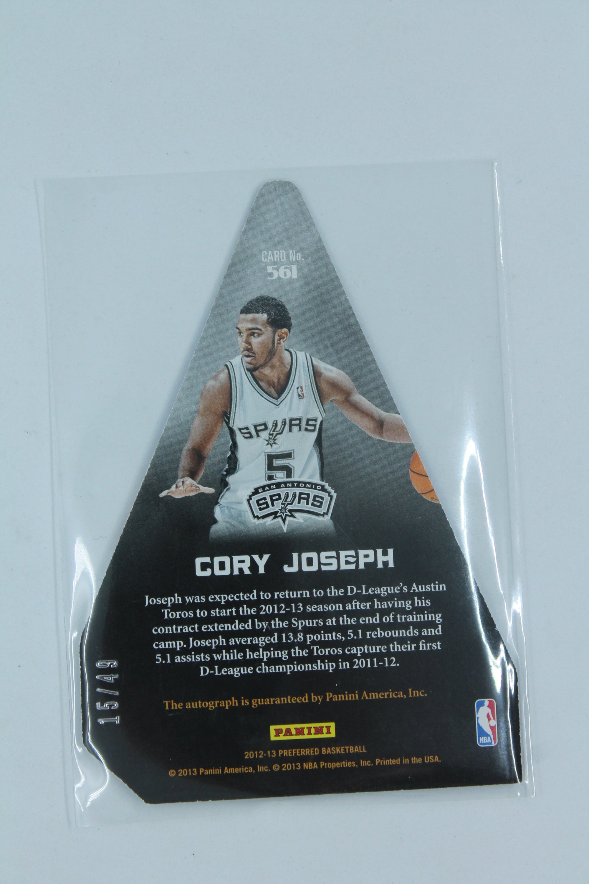 Cory Joseph 2012-13 Panini Preferred - Autographed Rookie Year Card #15/49