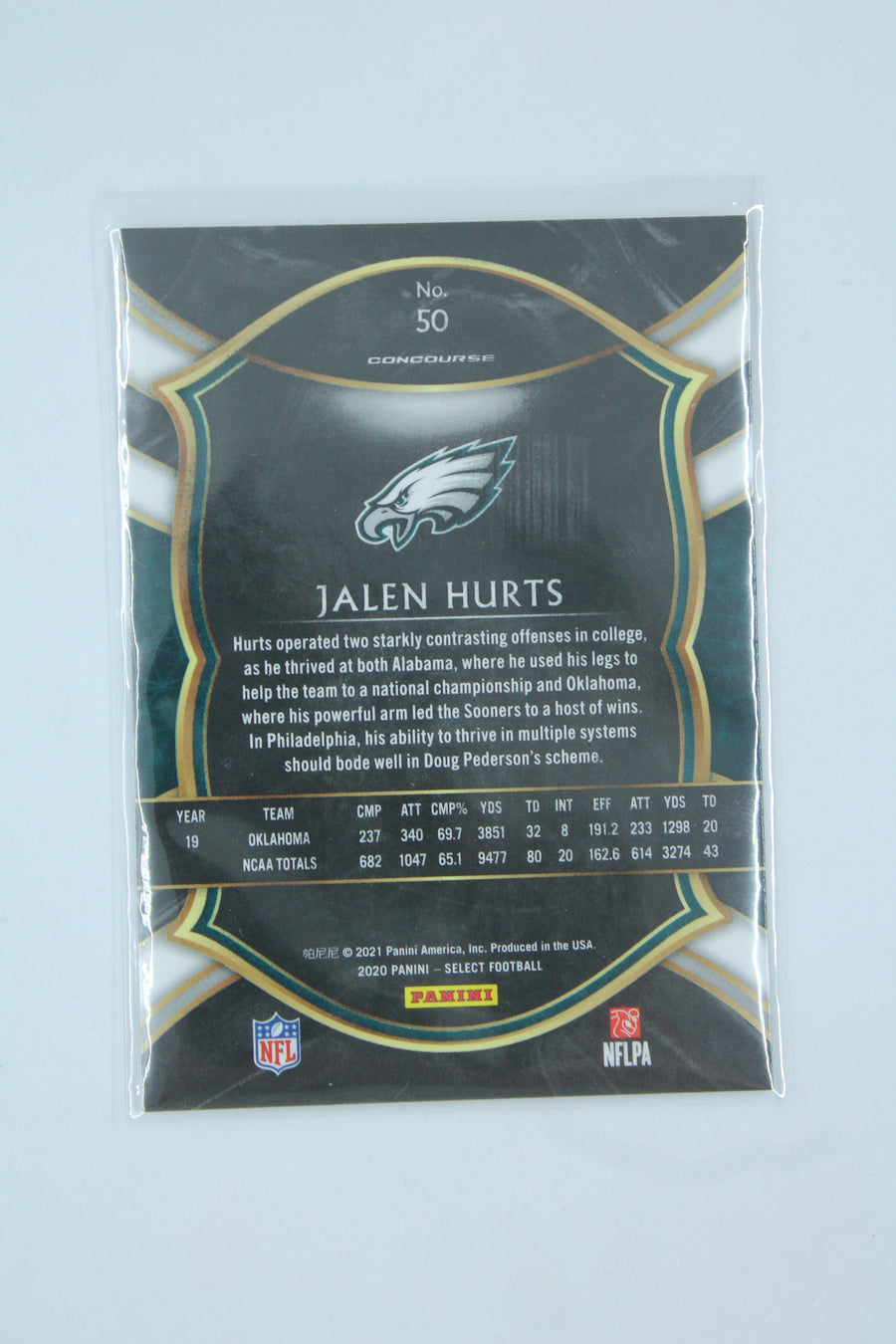 NFL Jalen Hurts Panini Select Concourse Rookie Card - Philadelphia Eagles