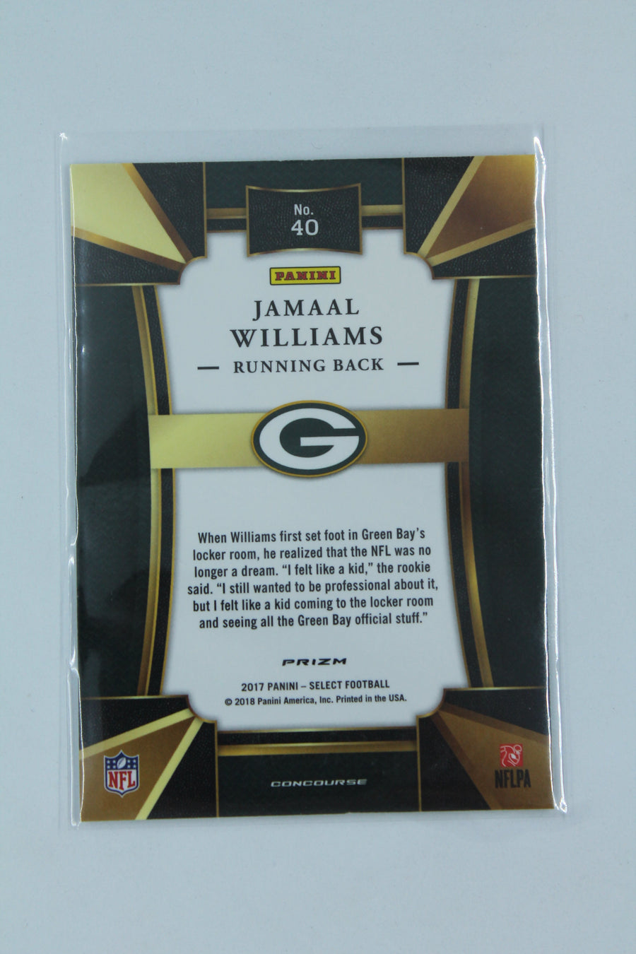 Jamaal Williams 2017 Panini Select - Concourse - (Uncorrected Error: Prizm on Back) Rookie Card