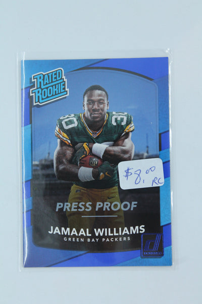 Jamaal Williams 2017 Donruss - Press Proof Blue - Rated Rookies Rookie Card
